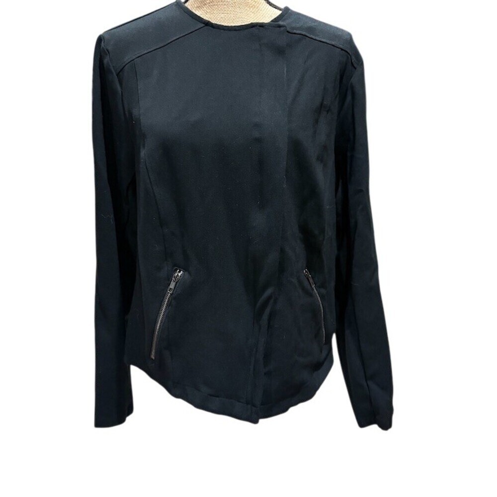 Torrid Jacket Womens Size 22 Black Moto Biker Asym Zip Zipper Pockets